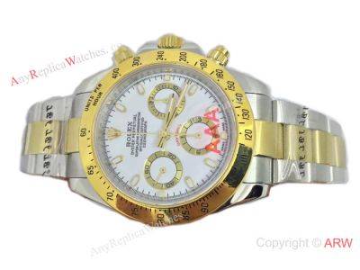 Rolex Daytona Replica Watch:  2-Tone White Dial / Swiss Movement